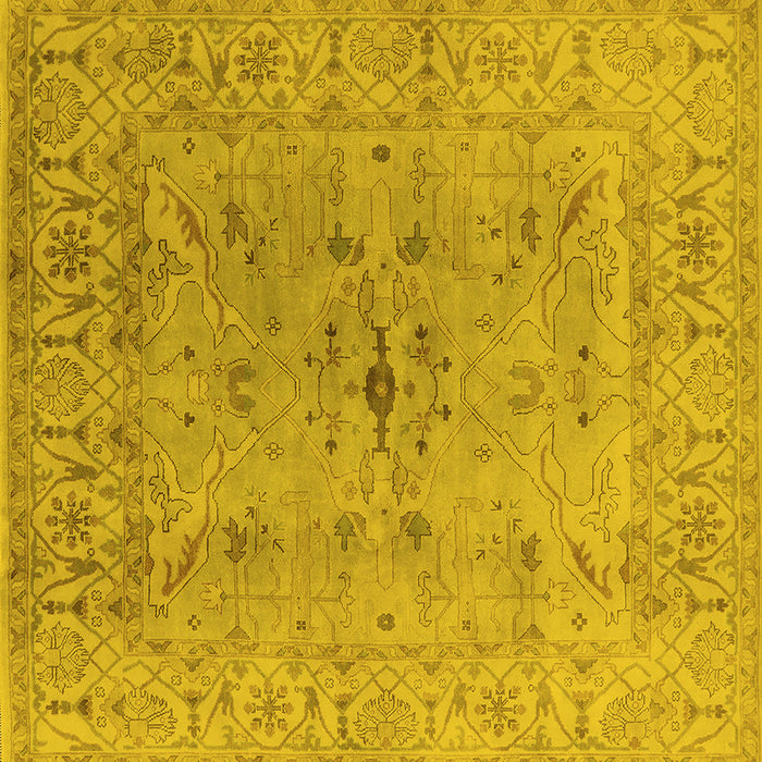 Square Oriental Yellow Traditional Rug, urb1414yw