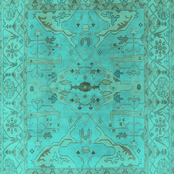 Machine Washable Oriental Turquoise Traditional Area Rugs, wshurb1414turq