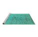 Sideview of Machine Washable Oriental Turquoise Traditional Area Rugs, wshurb1414turq