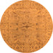 Round Oriental Orange Traditional Rug, urb1414org