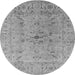 Round Oriental Gray Traditional Rug, urb1414gry