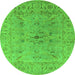 Round Oriental Green Traditional Rug, urb1414grn