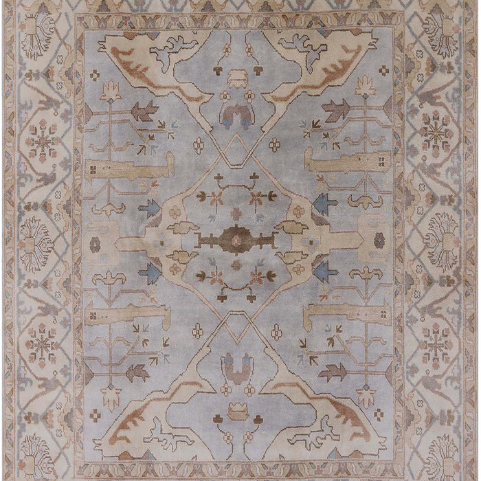 Mid-Century Modern Silver Pink Oriental Rug, urb1414