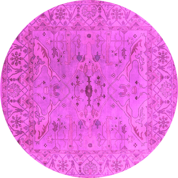 Round Oriental Pink Traditional Rug, urb1414pnk