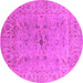 Round Oriental Pink Traditional Rug, urb1414pnk