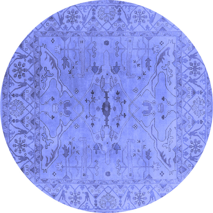 Round Oriental Blue Traditional Rug, urb1414blu