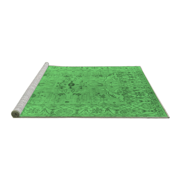 Sideview of Machine Washable Oriental Emerald Green Traditional Area Rugs, wshurb1414emgrn