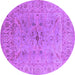 Round Oriental Purple Traditional Rug, urb1414pur