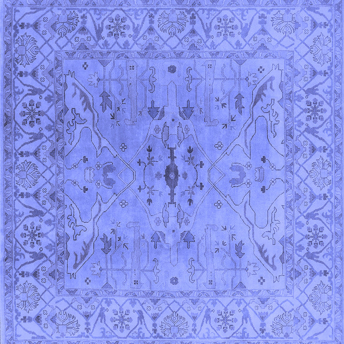 Square Machine Washable Oriental Blue Traditional Rug, wshurb1414blu