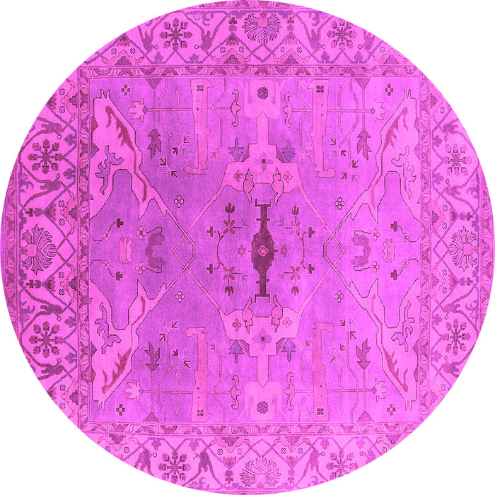 Round Oriental Pink Traditional Rug, urb1415pnk
