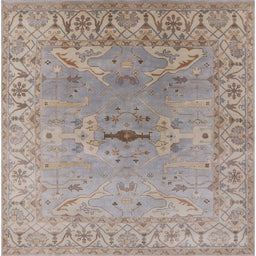 Square Mid-Century Modern Rose Purple Oriental Rug, urb1415