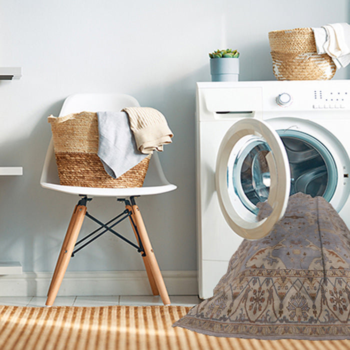 Machine Washable Industrial Modern Rose Dust Purple Rug in a Washing Machine, wshurb1415