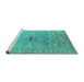 Sideview of Machine Washable Oriental Turquoise Traditional Area Rugs, wshurb1415turq