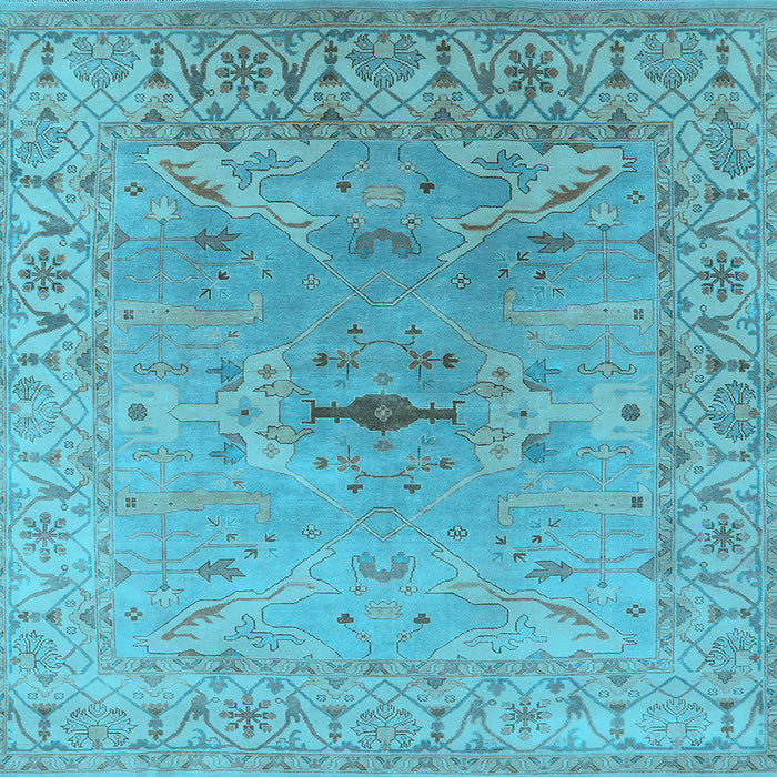 Square Machine Washable Oriental Light Blue Traditional Rug, wshurb1415lblu