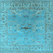 Square Machine Washable Oriental Light Blue Traditional Rug, wshurb1415lblu