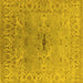 Square Machine Washable Oriental Yellow Traditional Rug, wshurb1415yw