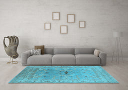 Machine Washable Oriental Light Blue Traditional Rug in a Living Room, wshurb1415lblu