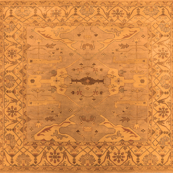 Square Oriental Orange Traditional Rug, urb1415org