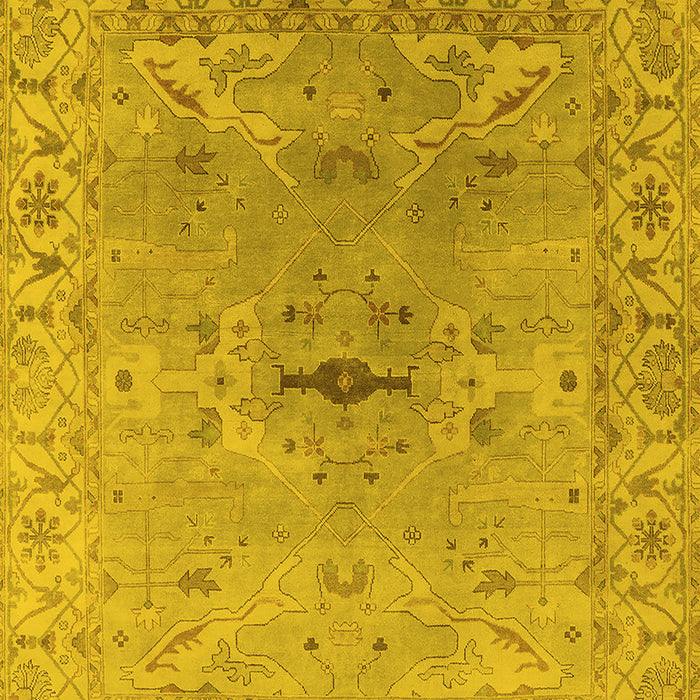 Machine Washable Oriental Yellow Traditional Rug, wshurb1415yw