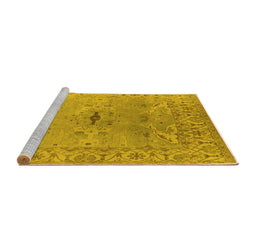 Sideview of Machine Washable Oriental Yellow Traditional Rug, wshurb1415yw