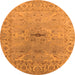 Round Machine Washable Oriental Orange Traditional Area Rugs, wshurb1415org