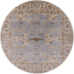 Round Mid-Century Modern Rose Purple Oriental Rug, urb1415