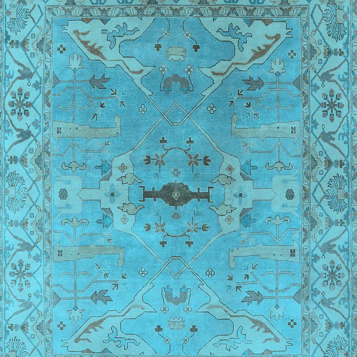 Machine Washable Oriental Light Blue Traditional Rug, wshurb1415lblu