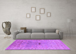 Machine Washable Oriental Purple Traditional Area Rugs in a Living Room, wshurb1415pur