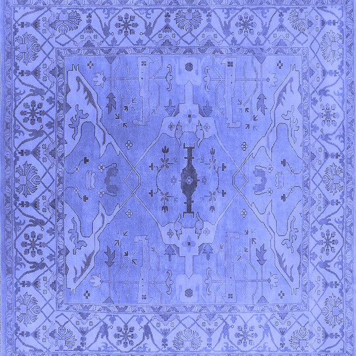 Square Machine Washable Oriental Blue Traditional Rug, wshurb1415blu