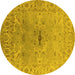 Round Oriental Yellow Traditional Rug, urb1415yw