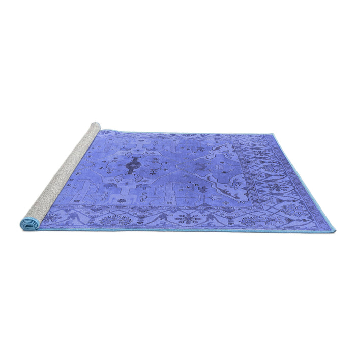 Sideview of Machine Washable Oriental Blue Traditional Rug, wshurb1415blu