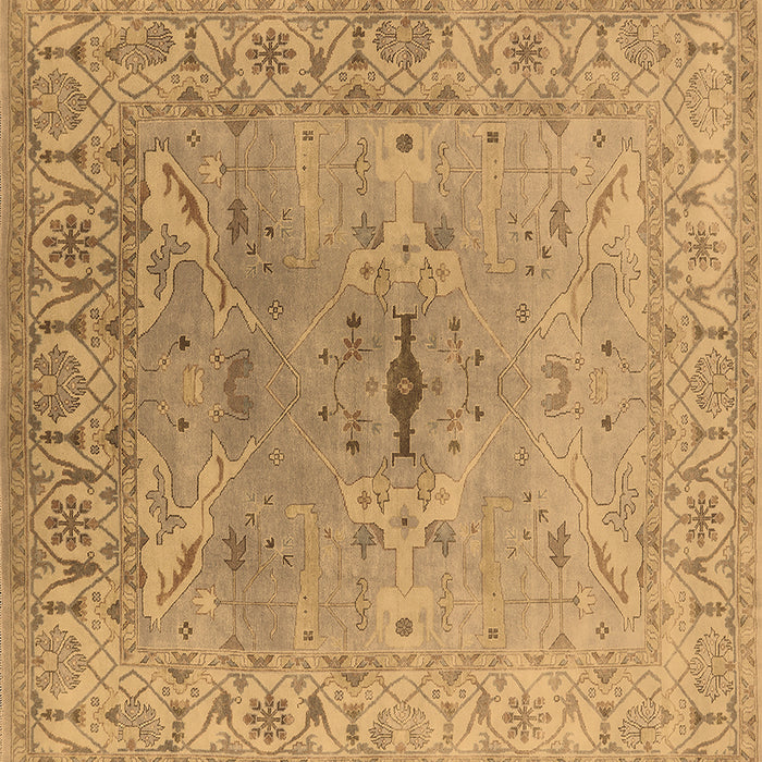 Square Oriental Brown Traditional Rug, urb1415brn