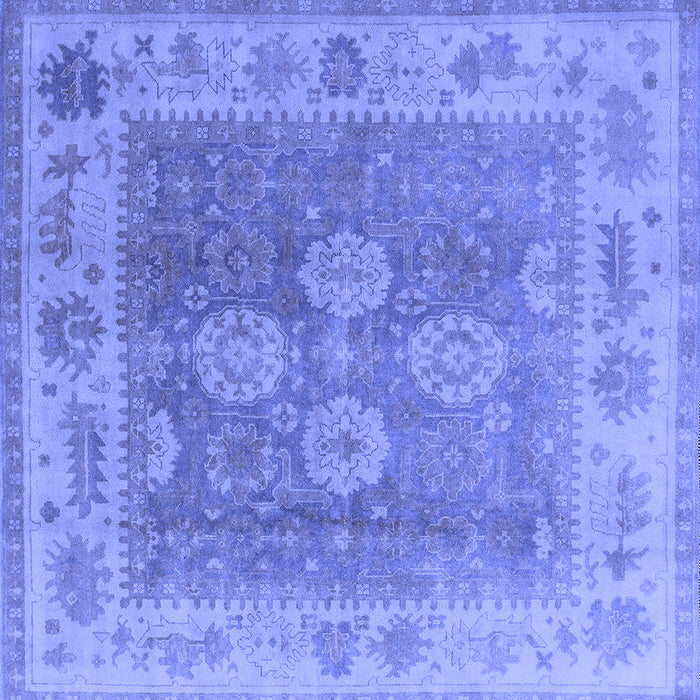 Square Machine Washable Oriental Blue Traditional Rug, wshurb1416blu