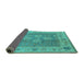 Sideview of Oriental Turquoise Traditional Rug, urb1416turq