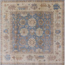 Square Mid-Century Modern Rose Purple Oriental Rug, urb1416