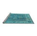 Sideview of Machine Washable Oriental Light Blue Traditional Rug, wshurb1416lblu