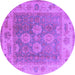 Round Machine Washable Oriental Purple Traditional Area Rugs, wshurb1416pur