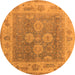 Round Oriental Orange Traditional Rug, urb1416org