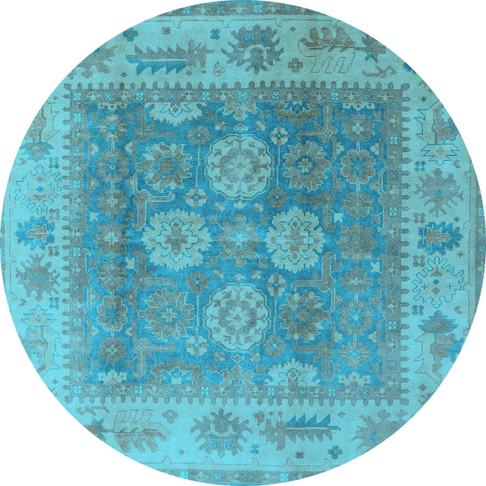 Round Oriental Light Blue Traditional Rug, urb1416lblu