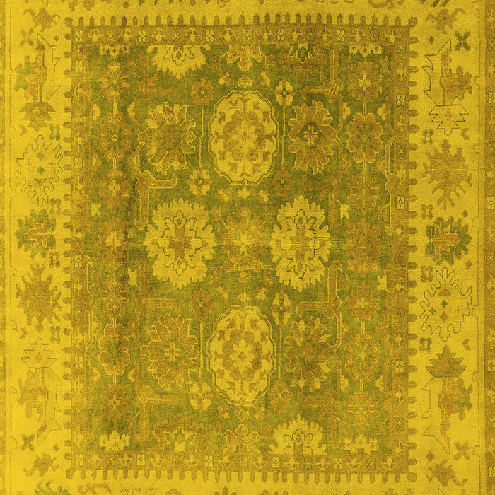 Machine Washable Oriental Yellow Traditional Rug, wshurb1416yw