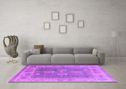 Machine Washable Oriental Purple Traditional Area Rugs in a Living Room, wshurb1416pur