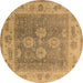 Round Oriental Brown Traditional Rug, urb1416brn