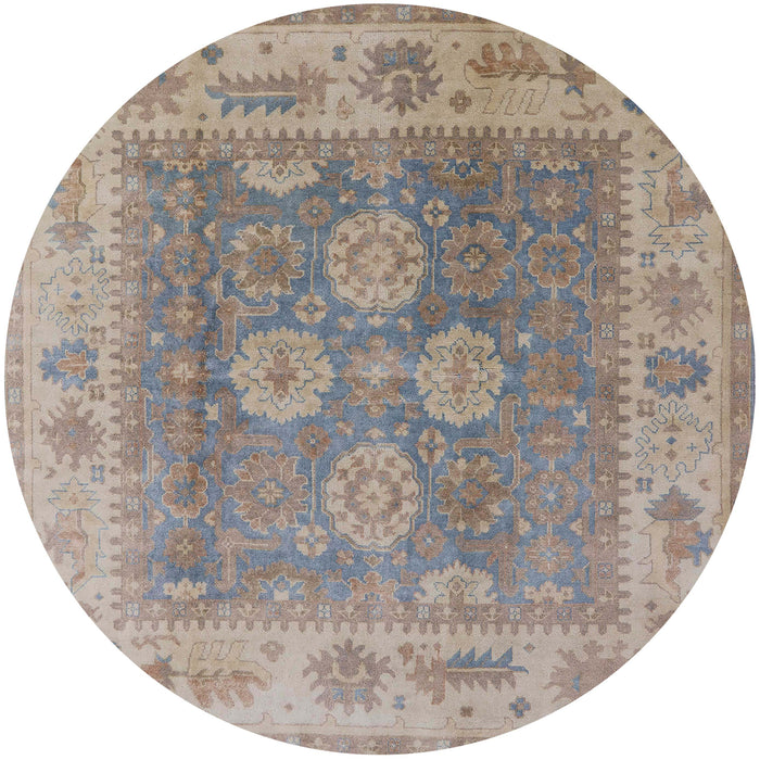 Round Mid-Century Modern Rose Purple Oriental Rug, urb1416