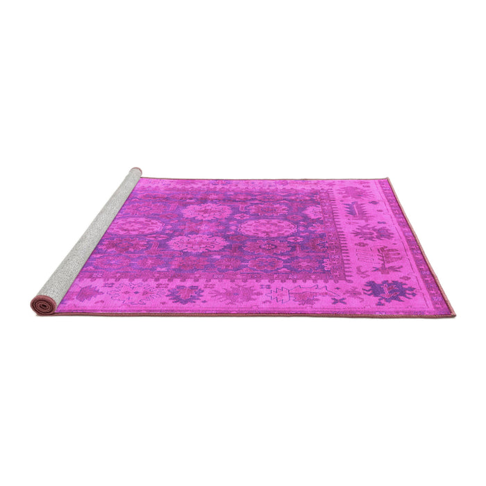 Sideview of Machine Washable Oriental Pink Traditional Rug, wshurb1416pnk