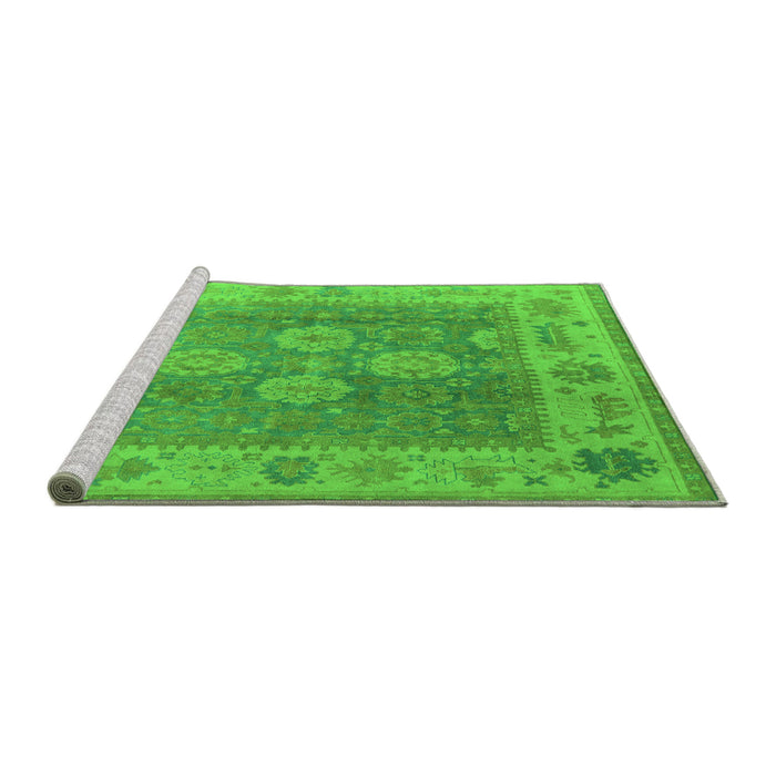 Sideview of Machine Washable Oriental Green Traditional Area Rugs, wshurb1416grn