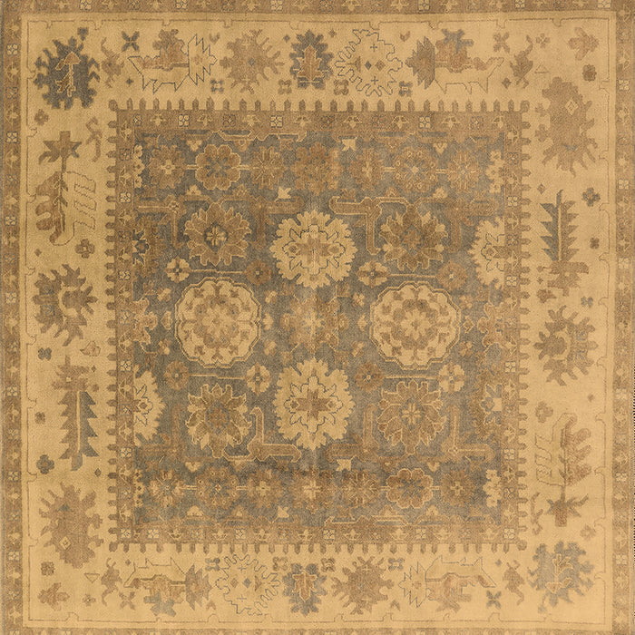 Square Machine Washable Oriental Brown Traditional Rug, wshurb1416brn
