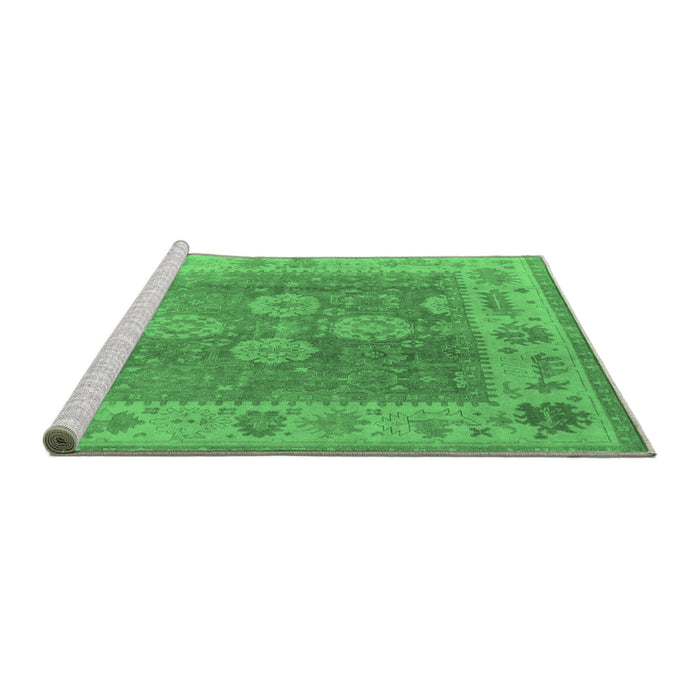 Sideview of Machine Washable Oriental Emerald Green Traditional Area Rugs, wshurb1416emgrn