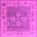 Square Machine Washable Oriental Pink Traditional Rug, wshurb1416pnk