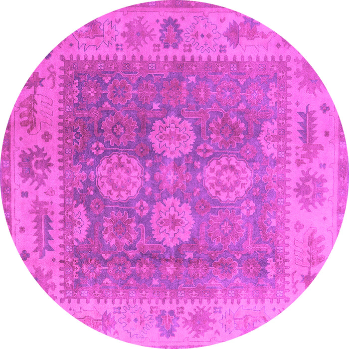 Round Oriental Pink Traditional Rug, urb1416pnk