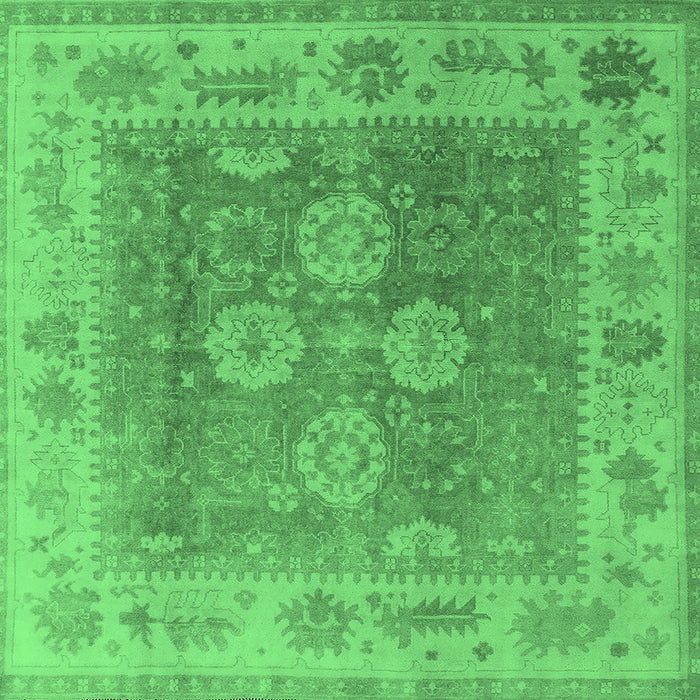 Square Machine Washable Oriental Emerald Green Traditional Area Rugs, wshurb1416emgrn